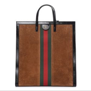 Gucci Ophidia Top Handle Large Tote in Brown Suede